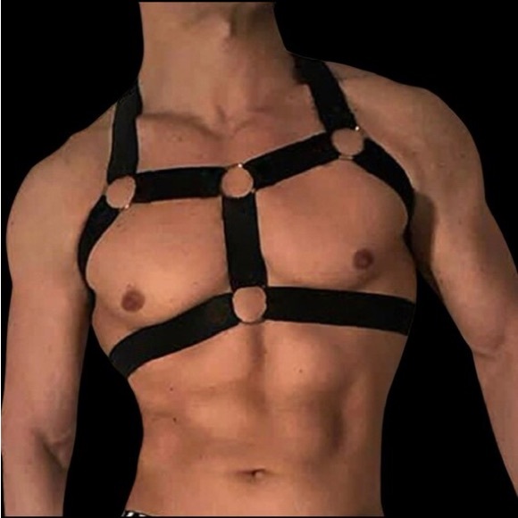 Men’s Shoulder Chest Metal Ring Style Elastic Harness - Picture 2 of 7